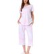 thumbnail image 1 of INSPIRE CHIC Conjunto de Pijama de Mujer con Tinte de Corbata Cuello en V Manga Corta Pantalones Capri Conjunto de Salón con Bolsillos M Azul Polvo, 1 of 6