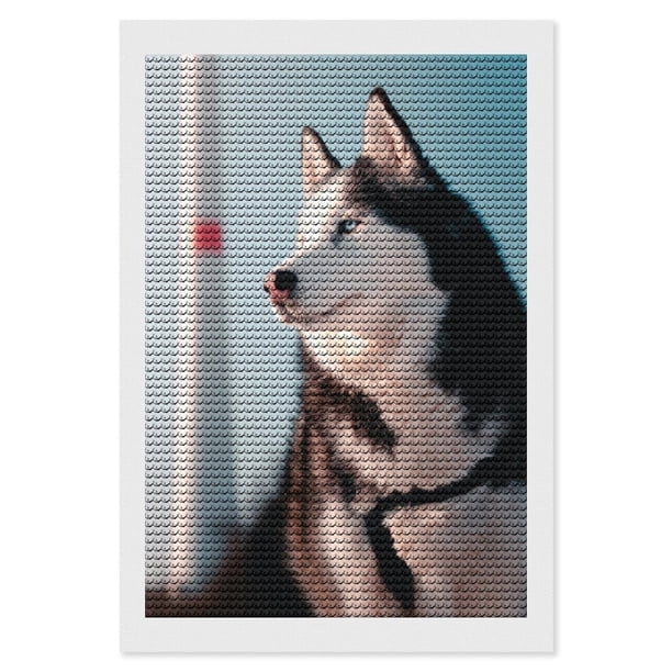 Husky Siberiano Kits de Pintura de Diamantes para Adultos 5D DIY Diamond Art Kits Full Drill Diamond Dots para Regalo Decoración de Pared y Relajación Artes de Gemas 20*30cm