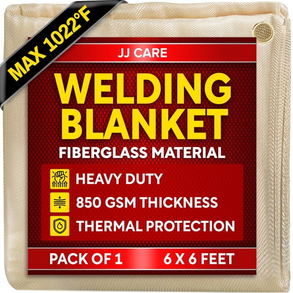 Manta para soldar JJ CARE de 6 ft x 6 ft, 850 GSM, de fibra de vidrio, ignífuga