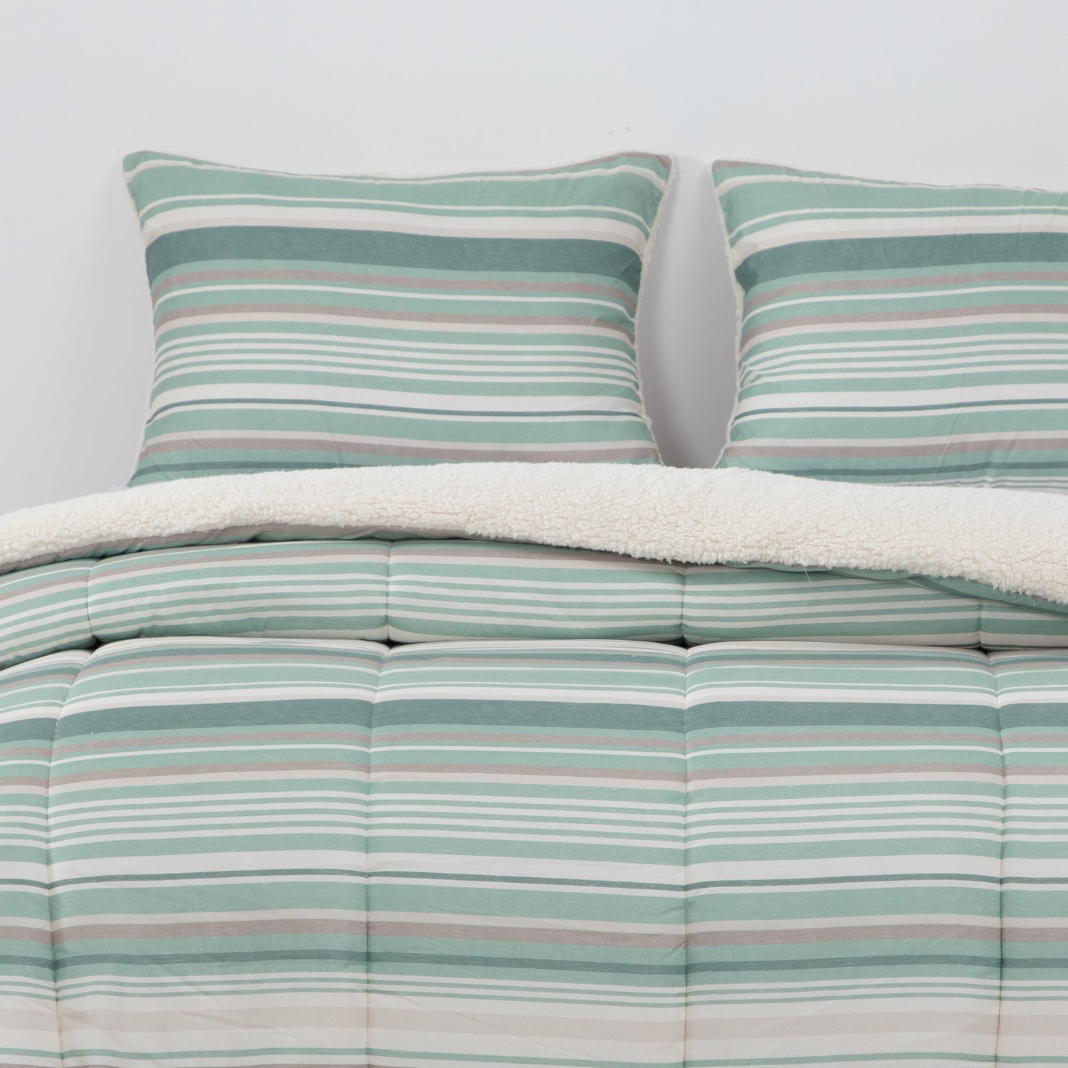 Dib - Plumon Reversible Sherpa 2 Plazas Lineas Verde