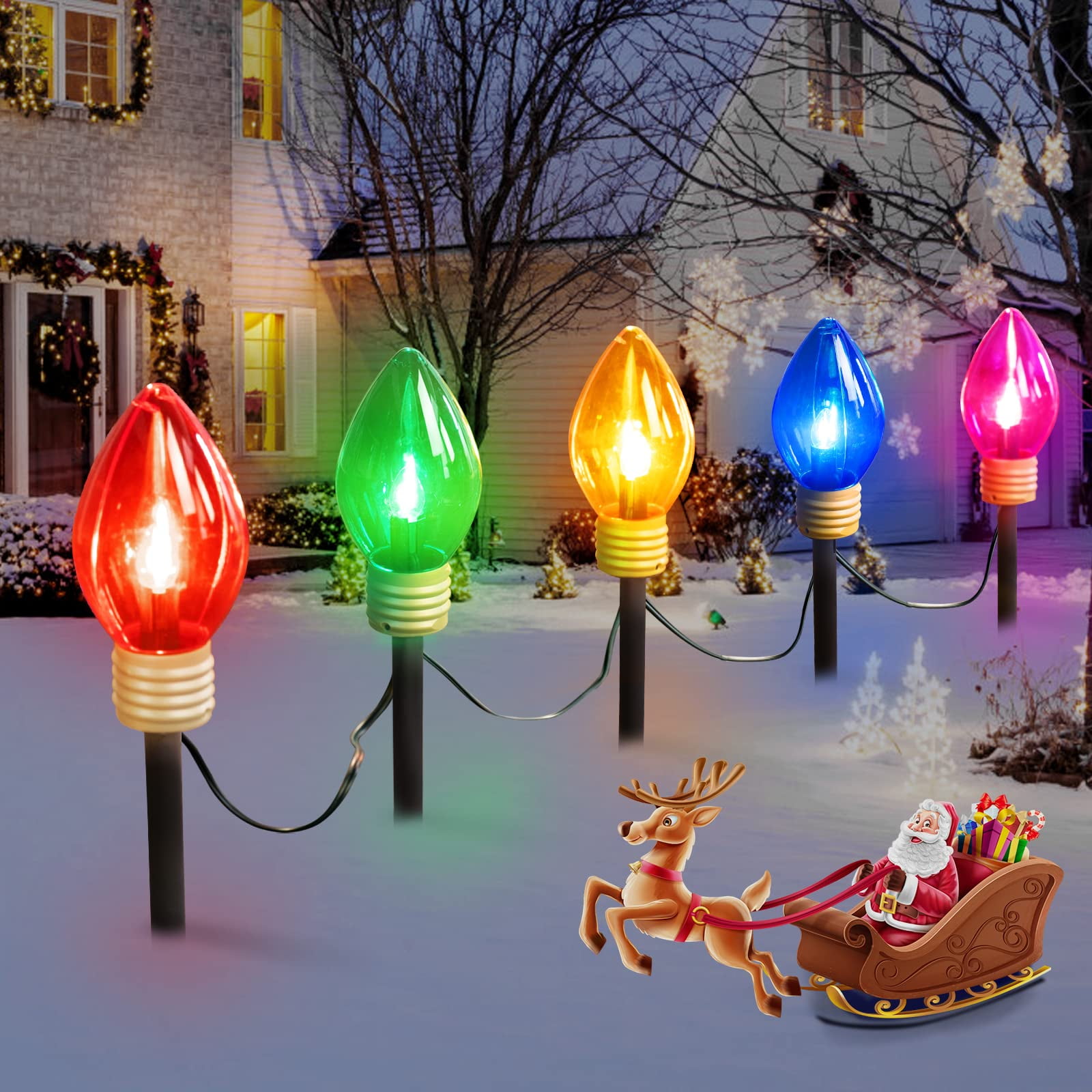 Luces Navideñas Moonflor Jumbo C9, 17 Pies Y 10 Led, Paquete De 2