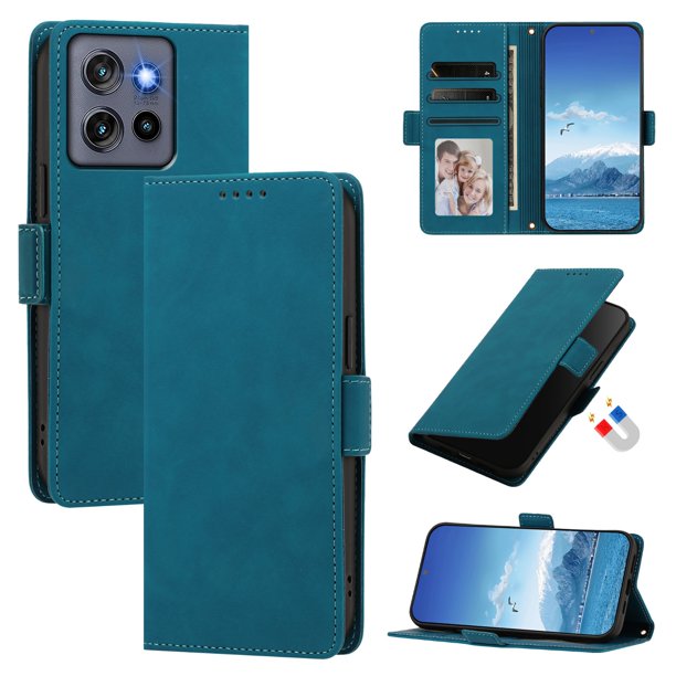 Funda Billetera Delgada para Motorola Moto G Stylus 5G 2026 con Ranuras y Soporte Azul lago