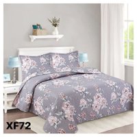 Genérico - Cubrecama Quilt Verano King - Gris Rosas Xf72