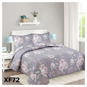 Genérico - Cubrecama Quilt Verano King - Gris Rosas Xf72