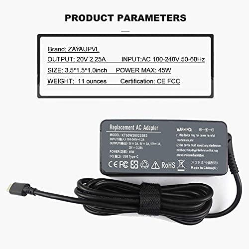 Cargador Portátil Tipo C Zayupvl 45w Para Lenovo C330 100e 300e 500e Chromebook