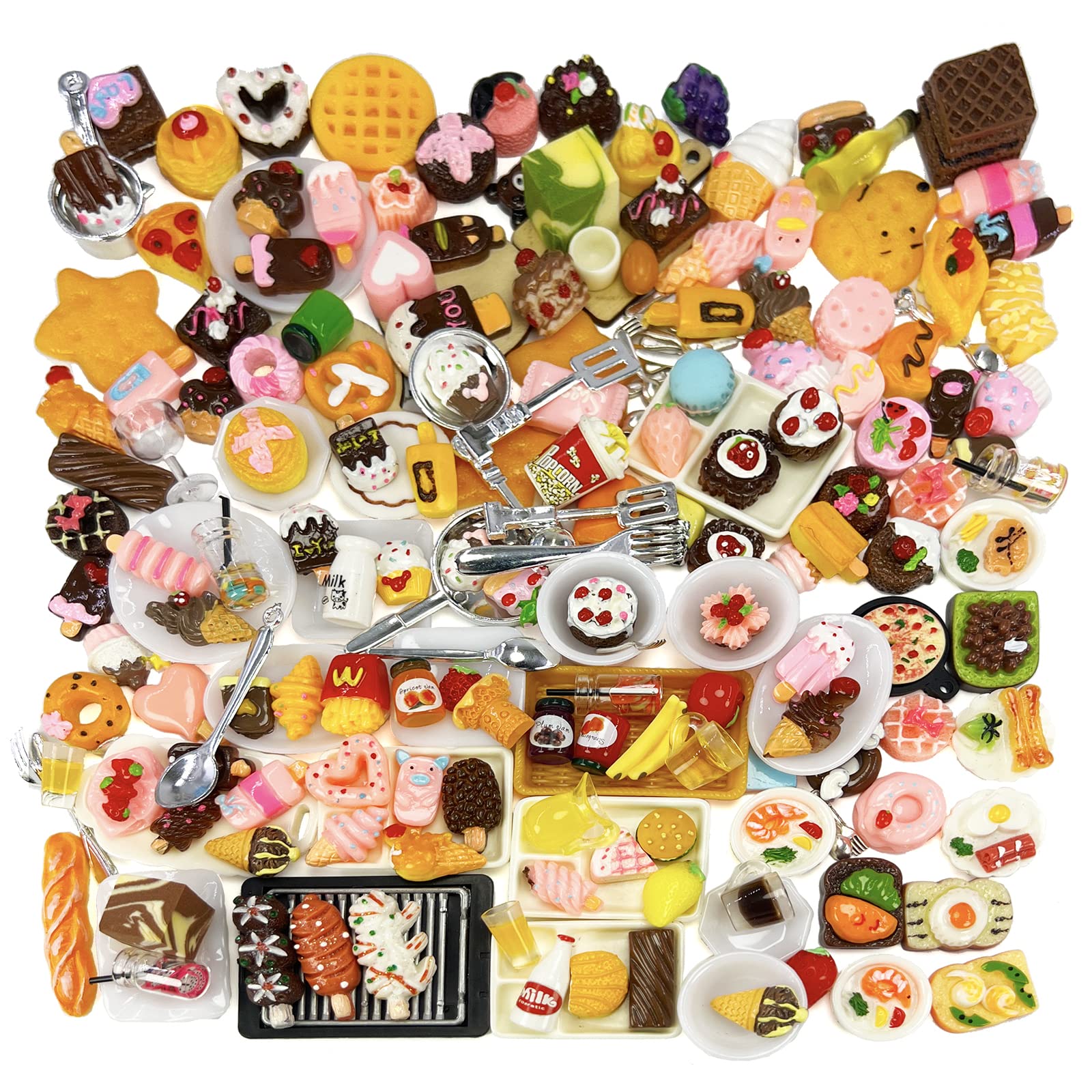 Huadelaima - Juego De Juguetes De Comida Rápida Dollhouse Miniature Food Pretend, 200 Piezas