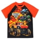 thumbnail image 3 of Monster Jam Grave Digger El Toro Loco Megalodon para niños pequeños, Mix N' Match, camiseta deportiva sin mangas, pantalones cortos de felpa francesa, conjunto de 3 piezas naranja/negro 4T, 3 of 7