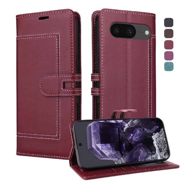 Premium Wallet Case for Google Pixel 8 with Card Slots & Kickstand, Flip Cover Red