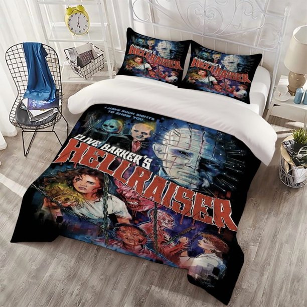 3pcs Horror-Themed Bedding Set Featuring a Terrifying Nail Head Design Includes a Soft Duvet Cover And Two Pillowcases