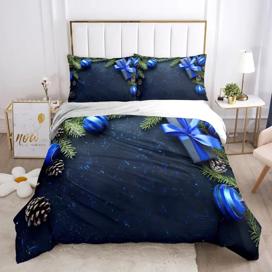 Yingd - Chirstmas Duvet Cover Boys Bedroom 3d Cartoon Merry Chirstmas Twin Bedding Set Polyester Santa Claus Happy New Year Quilt Cover