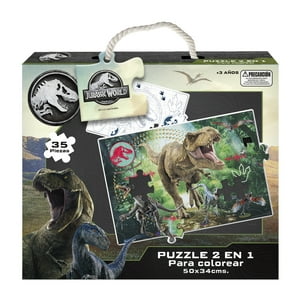 Puzzle 2 En 1 Para Colorear Jurassic World 35 Pcs