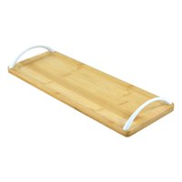Magideal - Bandeja De Bambú Para Servir, Con , Platos Para Servir, Rectangular Para Servir, Soporte Para Aperitivos Dulces, Para Platos, Aperitivos, Corto Blanco