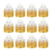 Magideal - 12 Cajas De Almacenamiento De Dulces, Recuerdos De Boda, Decoración, Frascos Decorativos Para Dulces, Diseño Vintage, Contenedores Para Bocadillos, Es Oro Y Cisne