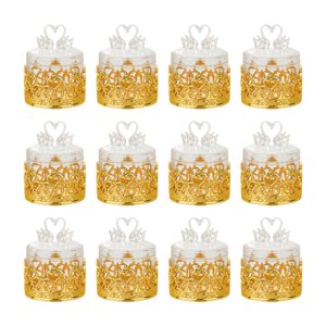 Magideal - 12 Cajas De Almacenamiento De Dulces, Recuerdos De Boda, Decoración, Frascos Decorativos Para Dulces, Diseño Vintage, Contenedores Para Bocadillos, Es Oro Y Cisne