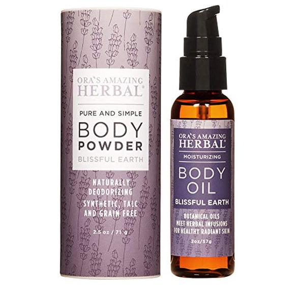 Set de baño Ora's Amazing Herbal en polvo y aceite corporal sin talco