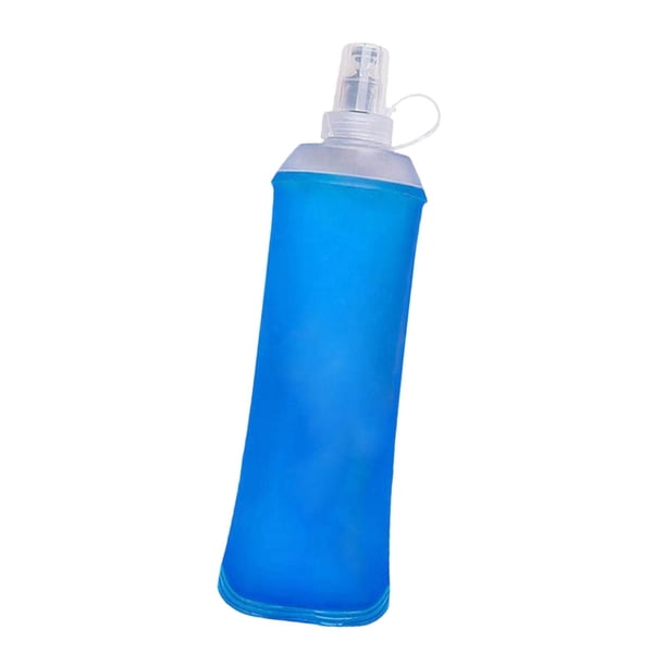 Botella de hidratación de agua suave plegable con cubierta para boquilla, portátil multiusos, para senderismo, bicicleta, ahorro de espacio 500ml