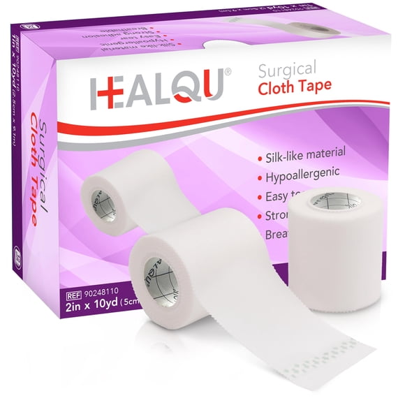 Cinta médica Healqu similar a la seda, tela duradera de 2 cm x 9 m, 6 rollos