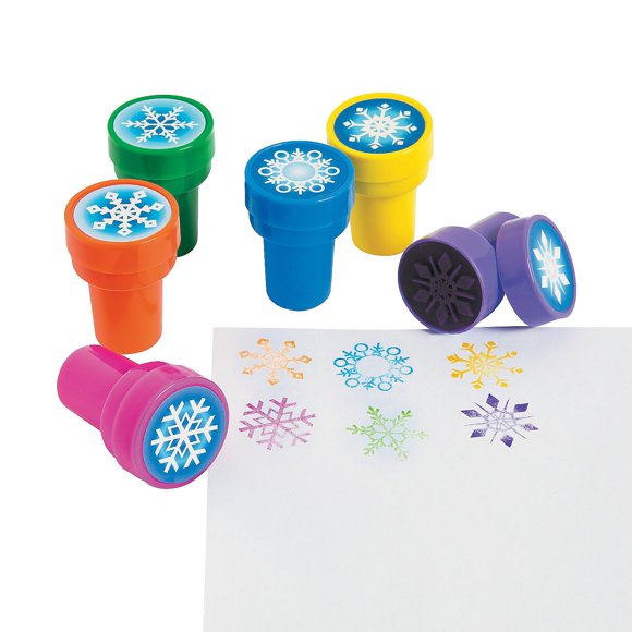 Stamp Fun Express con forma de copo de nieve autoentintado para invierno, 24 unidades