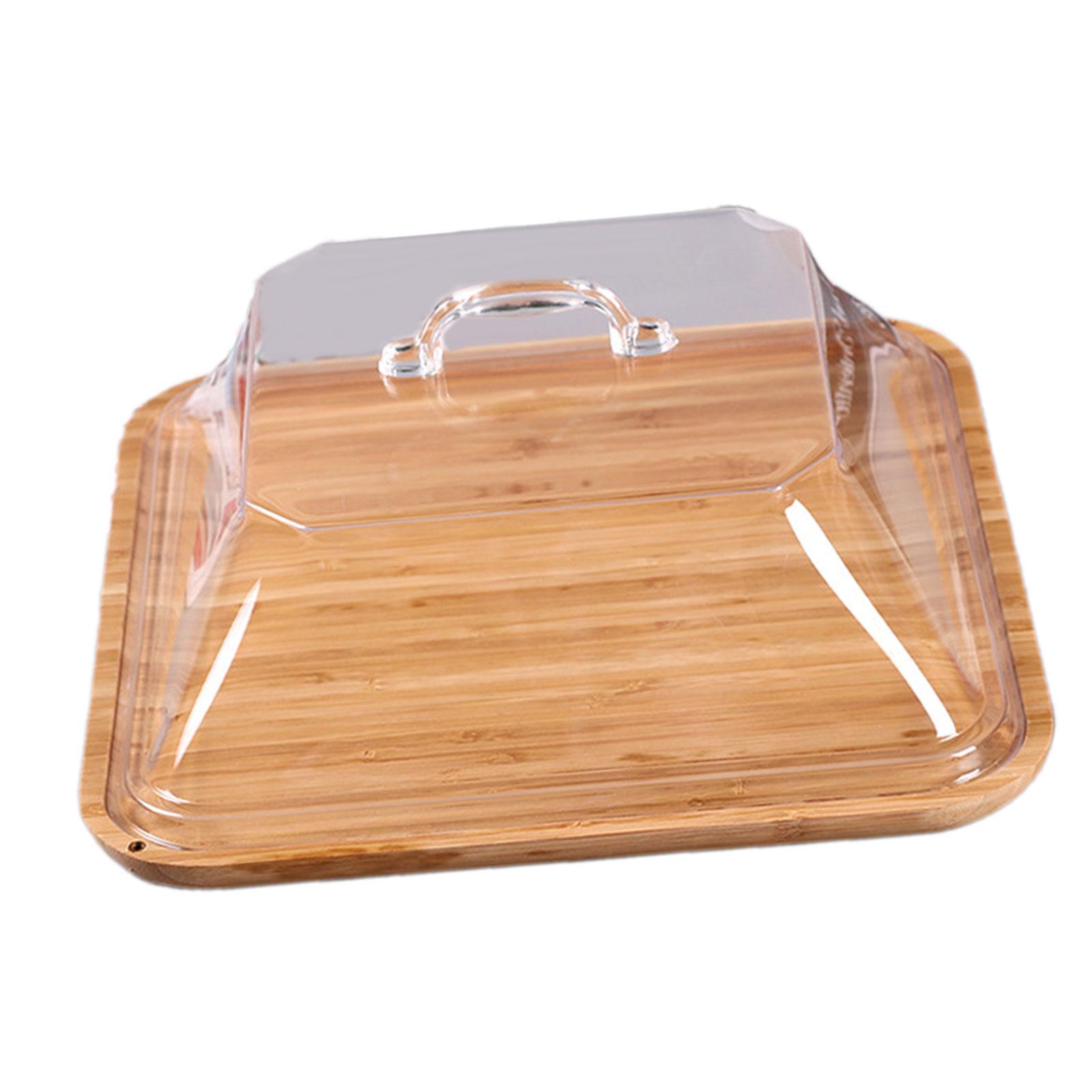 Magideal - Bandeja Para Tartas Bandeja Para Tartas Bandeja Decorativa Cubierta Soporte De Madera Para Tartas Soporte Para Tartas Con Tapa Para Hornear Cumpleaños Cuadrado