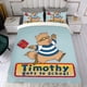 thumbnail image 4 of Timothy Va a la Escuela Conjunto de sábanas temático, trío de piezas, cómodo y amigable con la piel, diseño único, regalo de decoración para el hogar para familiares, amigos y fans,135cm *200cm, 4 of 6
