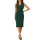 thumbnail image 2 of INSPIRE CHIC Vestido de Tubo para Mujer Regreso a Clases Atuendo de Maestra Sin Mangas Cuello en V Vestido de Trabajo con Cinturón Verde Oscuro Talla S, 2 of 6