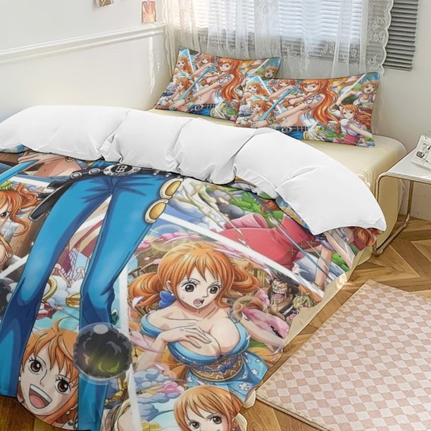 Nami Bed Duvet Cover Funny Anime Cartoon Bedding Sets Lightweight 3 Piece Comforter Sets
