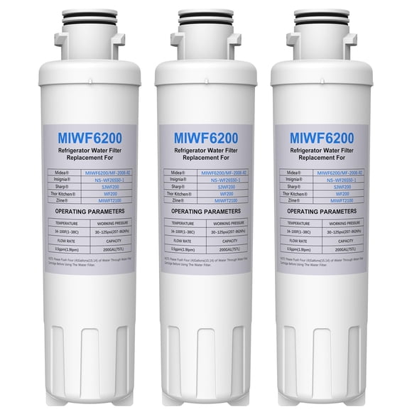 Filtro de Agua SAFWAT MIWF6200 para Midea Insignia Sharp (Paquete de 3)