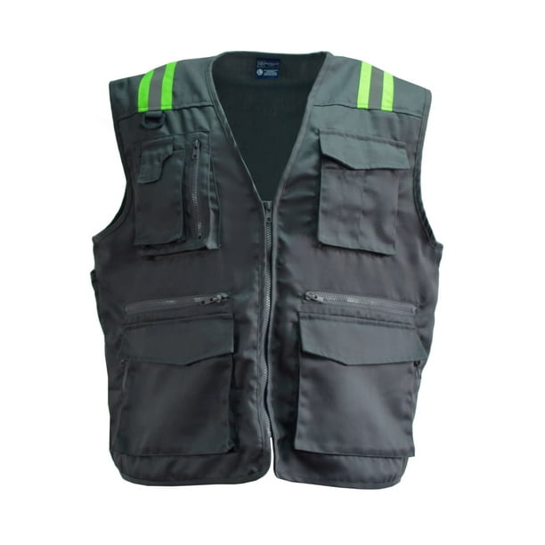 Chaleco Geólogo Gabardina Dual Hi-Vis Con Cinta Día y Noche Hombre Gris