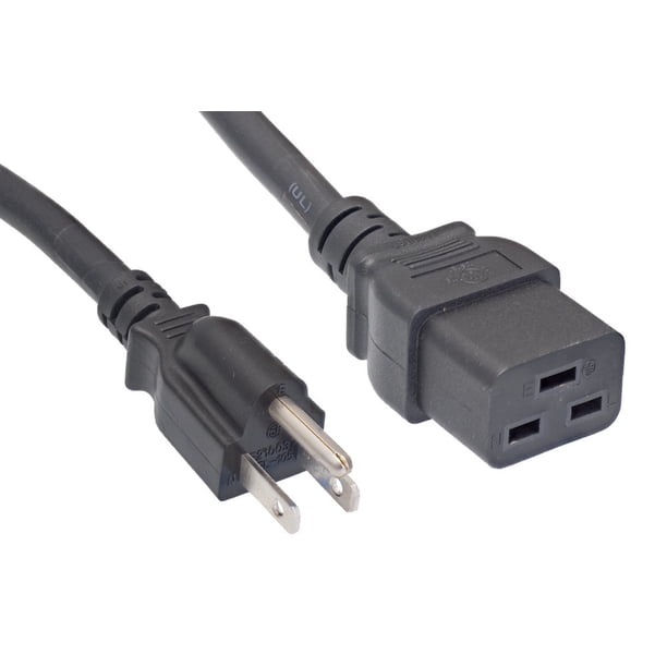 Cablelera extensión de cable de alimentación para Norteamérica, NEMA 5-15P a C19, 8 pies, 14 AWG, 15 A, 125 V (ZWACPFAC-08)