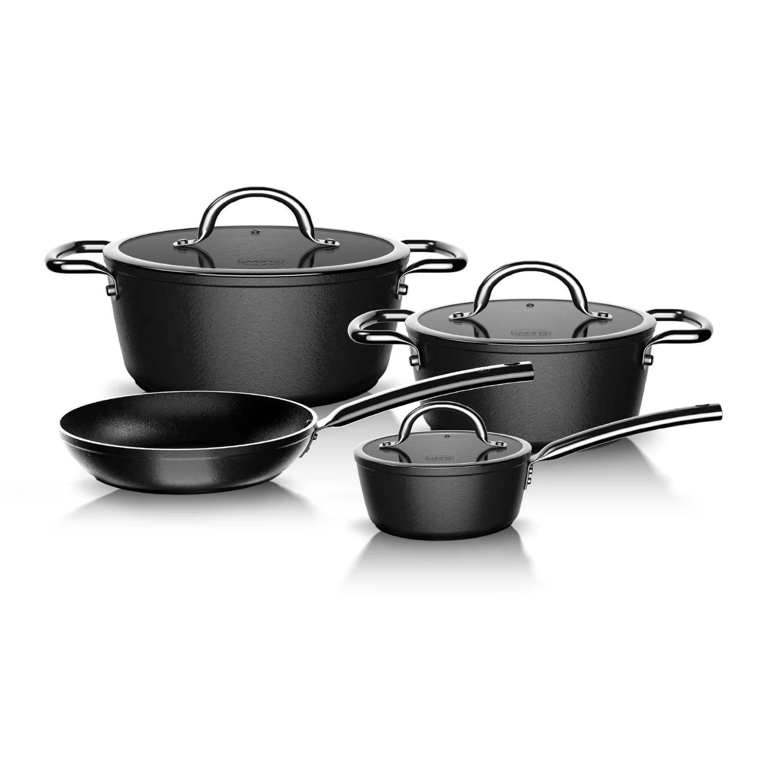 Batería Cocina Wens 7 Piezas De Aluminio Forjado Black