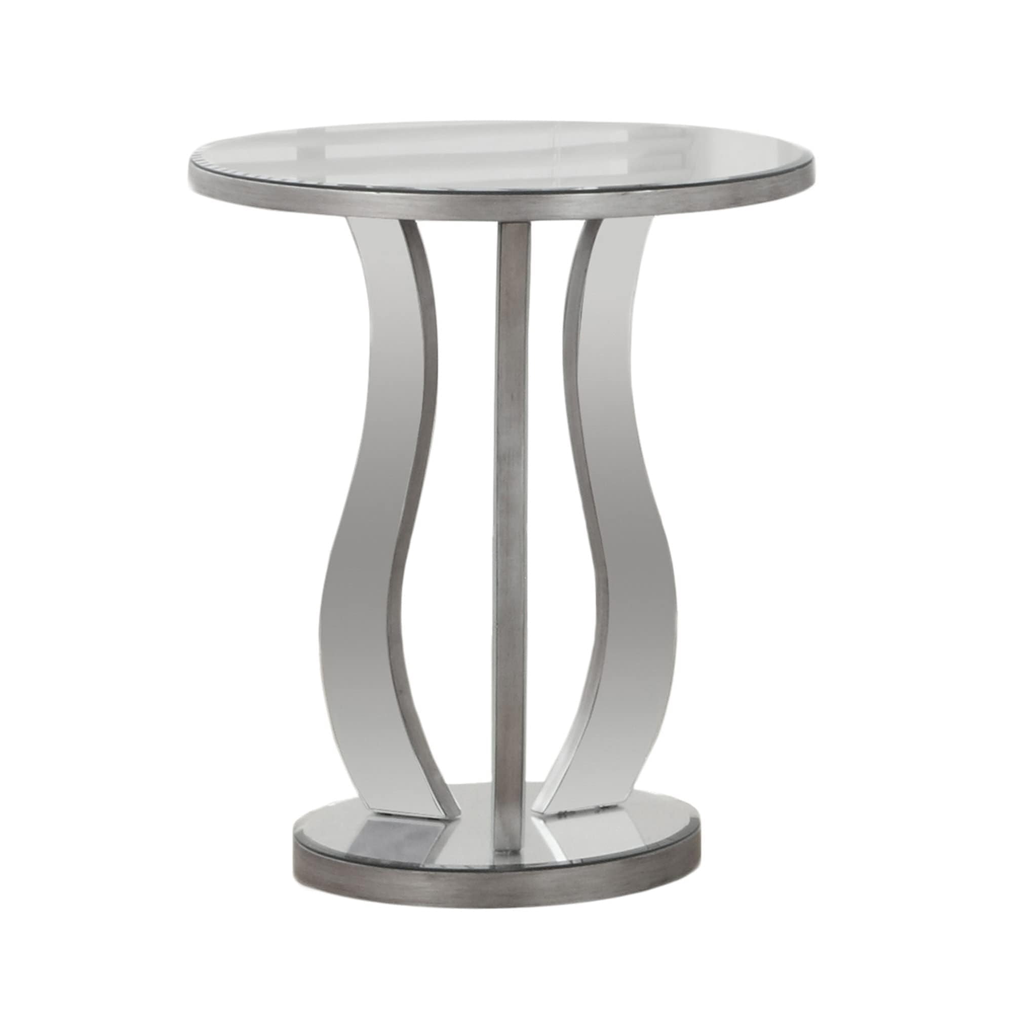Mesa Auxiliar Accent Monarch Specialties, Plata Cepillada Con Espejo
