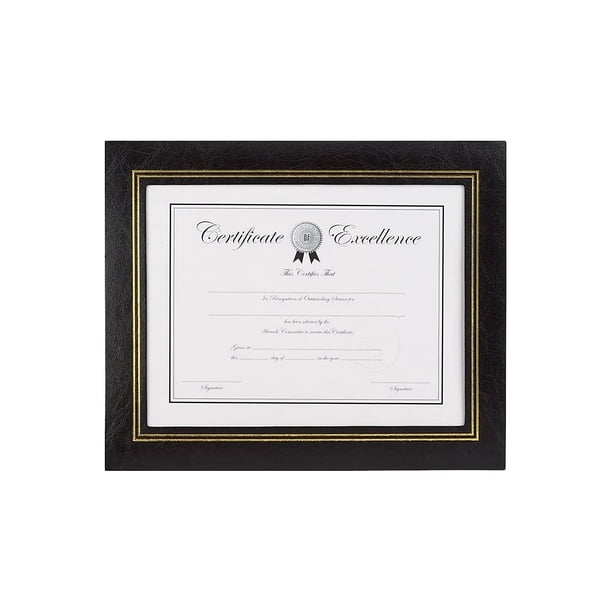 Marcos de certificación STAPLES de piel sintética, 21,6 x 27,9 cm, color negro, paquete de 4