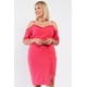 thumbnail image 1 of Vestido Mini de Color Rosa Coral con Hombros Descubiertos y Dobladillo con Cuentas Plateadas, 1 of 5