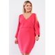 thumbnail image 1 of Vestido Mini Rosa Coral con Escote en V Pronunciado y Mangas Largas con Abertura, 1 of 5