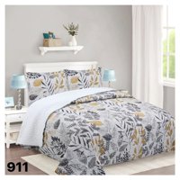 Genérico - Cubrecama Sherpa 2 Plazas - Gris Claro Hojas M911+G47