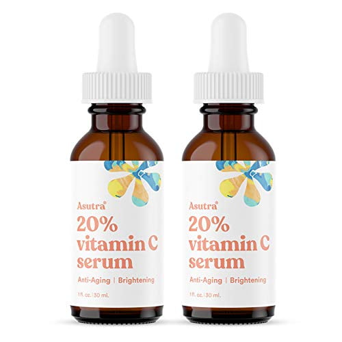 Sérum Anti-Edad ASUTRA con 20% de Vitamina C 30 ml (paquete de 2) con Ácido Ferúlico