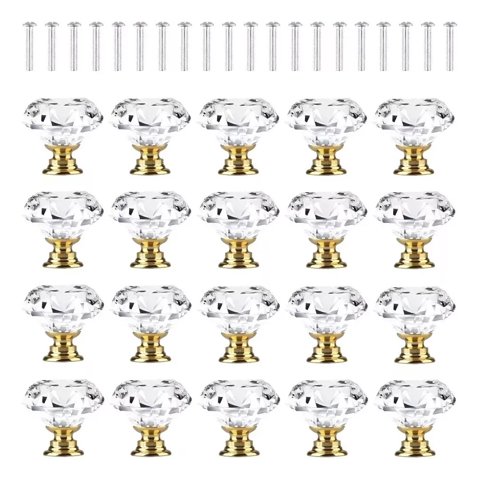 Genérica - 20 Piezas Mango De Cristal Con Forma De Diamante Para Cajones