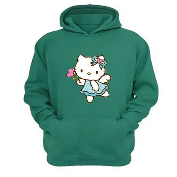 Polerón Canguro Gatita Kitty Verde Aguamarina Talla Xs Unisex