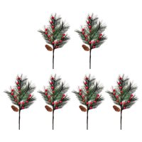 Magideal - 6 Palillos De Bayas Navideñas, Palillos De Flores Artificiales De 40 Cm Para Corona De De Navidad, Ramas Decorativas De Bayas Rojas Artificiales