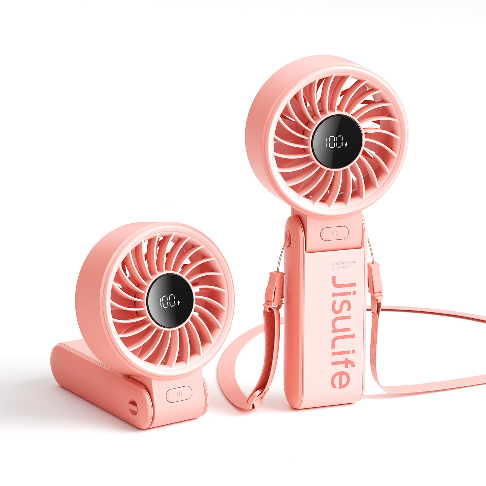 Jisulife - Ventilador Portátil Life7 Motor De Alta Potencia 5000 Mah Rosa