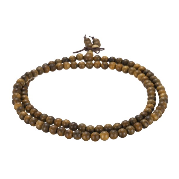Brazalete de Cuentas de Oración Uxcell, 6mm de Diámetro 108 Cuentas de Madera Natural Mala Pulseras de Enlace con Bolsa para Hombres y Mujeres Artesanía Elástica, Color Sándalo Verde