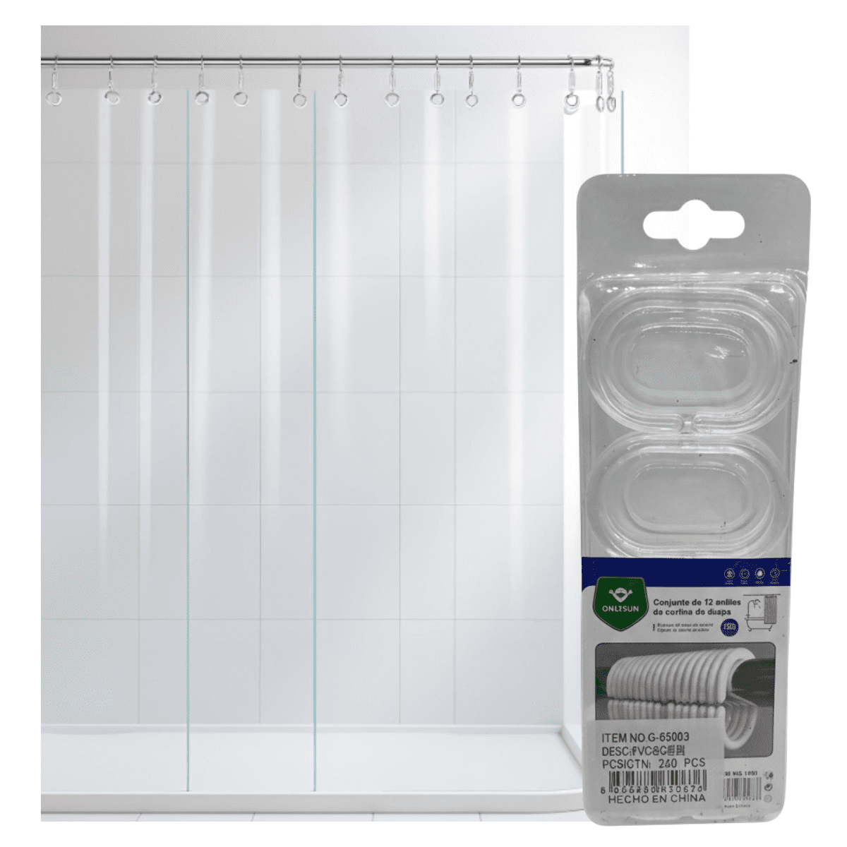 Genérico - Set De 12 Ganchos Para Cortina De Baño Transparente