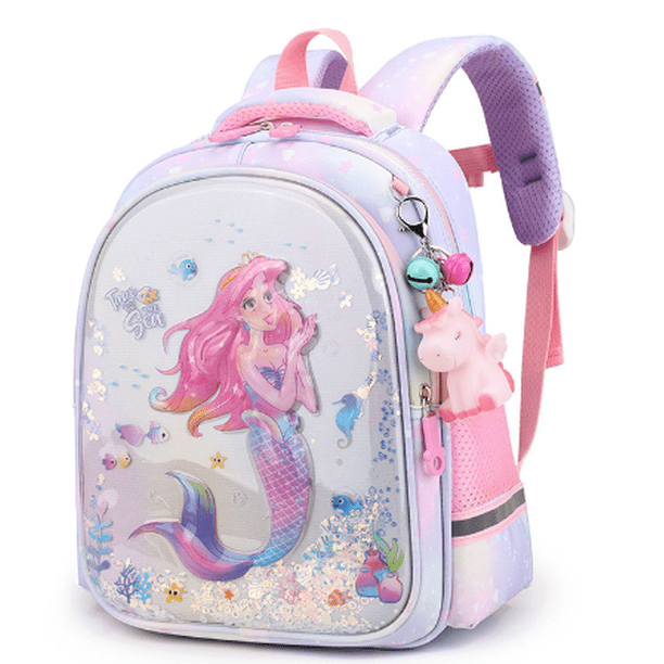 New Mermaid Bag Cartoon Kids Schoolbag Mermaid Pink Cat School Bag Beg Sekolah Girl Boy Backpack for 3-7 Years