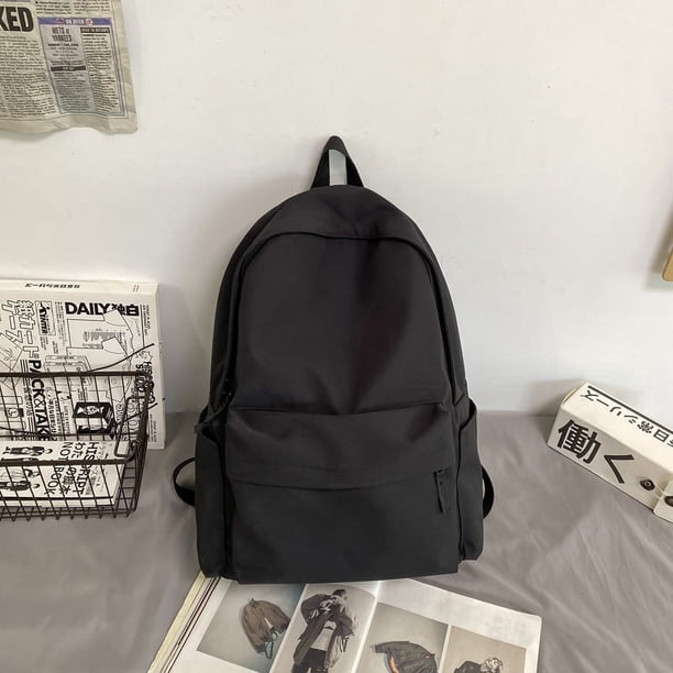 Women Schoolbag Waterproof Large Capacity School Backpack Smooth Zipper Solid Color Teens Girl Casual Daypack Bag Student Supply