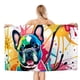 thumbnail image 1 of Bulldog Francés Toalla de playa de secado rápido con diseño temático, regalo para mujeres y niñas, ideal para cumpleaños, fans, amantes de la música, uso en la playa o al aire libre, 78 × 150 cm, 1 of 6