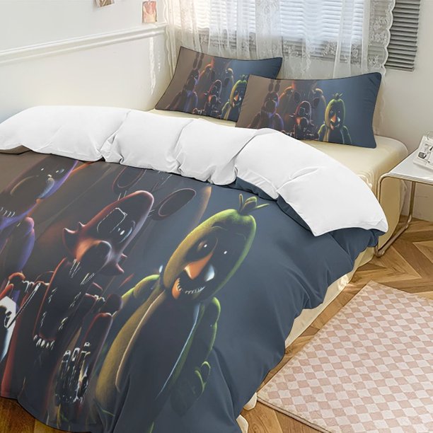 Five Nightat Freddy Quilt Set Thicken Soft 3 Pieces Bedding Set All Season Duvet Cove with 2 Pillowcases for Adult Women Girls Teens Home Room Decor