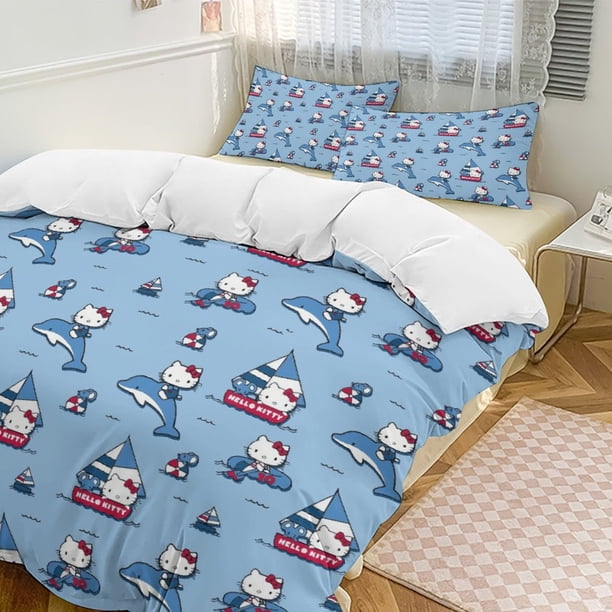 Shark Hello Kitty Comforter Set Soft 3 Pcs Twin Bedding Sets Thicken for All Season