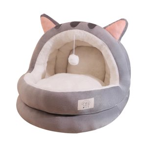 Ioensy - Cama Para Gatos Cueva Fondo Antideslizante Resistente Al Desgaste Gatos De Interior Semicerrado Nido Para Gatos Gris S