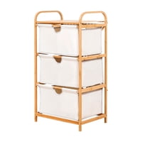 Wakeshome - Estante De Madera 3 Niveles Organizador Para Baño Ropa Sucia
