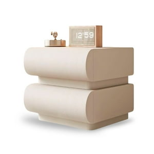Santú Home & Deco - Velador Minimalista Beige Doble Cajon